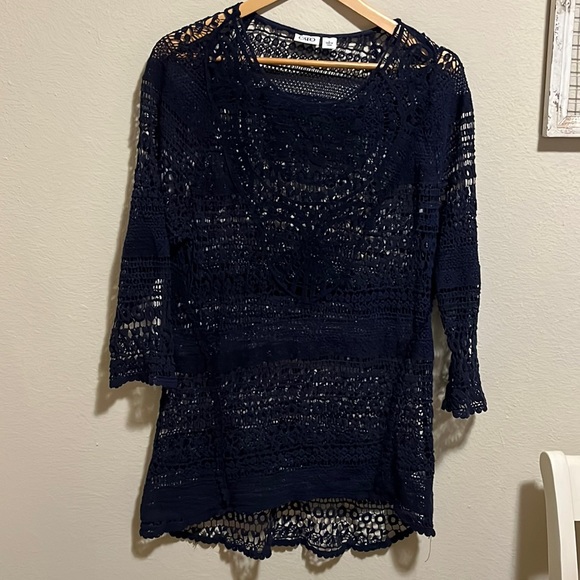 Cato Dresses & Skirts - Cato Navy Lace Cover Up